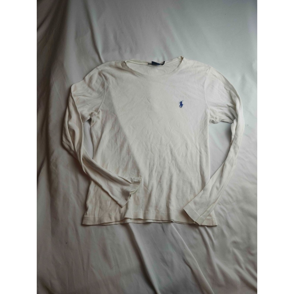 Ralph Lauren Sport Long Sleeve Shirt Womens L White Crew Neck Preppy Heritage‎